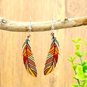 Multi-colored Feather Earrings